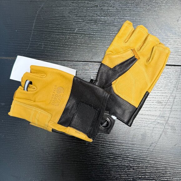 Mountain Hardwear FL Belay Gloves Unisex Large Leather Outdoor Climbing Yellow - Picture 3 of 7